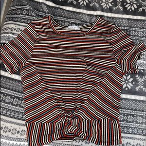 Gaze Red/Blue/White Striped Crop Top